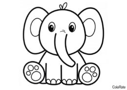 Бесплатная раскраска Слонёнок распечатать на А4 - Для малышей