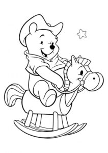 Раскраска Винни Пух на лошадке распечатать на А4 и скачать - Для детей 4-5 лет
