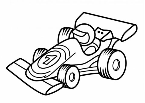Бесплатная раскраска Гоночный автомобиль распечатать на А4 и скачать - Для детей 4-5 лет