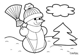 Снеговик - Для детей 4-5 лет распечатать раскраску на А4