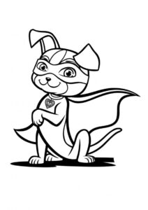 Бесплатная разукрашка для печати и скачивания Собачка супергерой - Для детей 4-5 лет