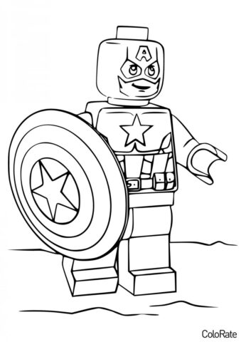 LEGO Капитан Америка распечатать и скачать раскраску - Для детей 6-7 лет