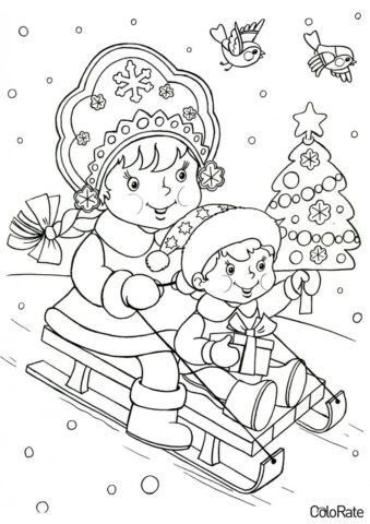 Бесплатная раскраска Снежные забавы - Для детей 6-7 лет