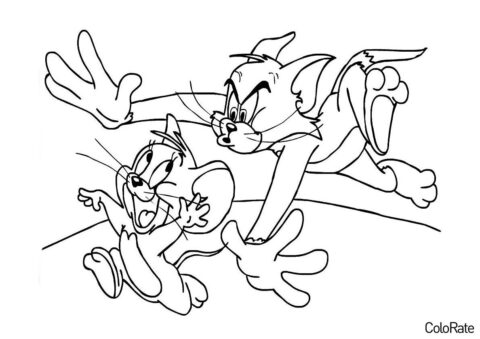 Том и Джерри - Для детей 6-7 лет раскраска распечатать на А4
