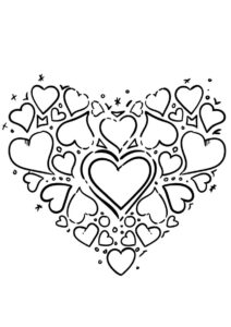 Сердечки бесплатная раскраска распечатать на А4 - Прекрасное сердце