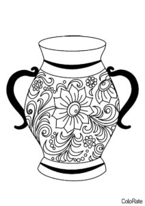 Расписная ваза - Вазы раскраска распечатать на А4