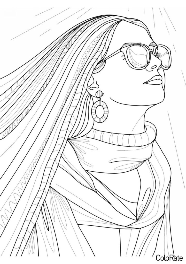 Раскраска Девушка в очках распечатать - Девушки и женщины