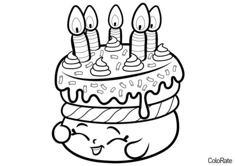 Тортик из Шопкинс раскраска распечатать бесплатно на А4 - День Рождения