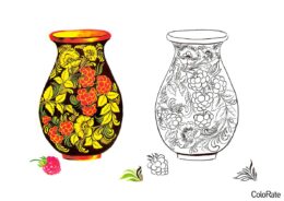 Прекрасная ваза - Хохлома бесплатная раскраска