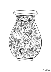 Расписная ваза - Хохлома бесплатная раскраска