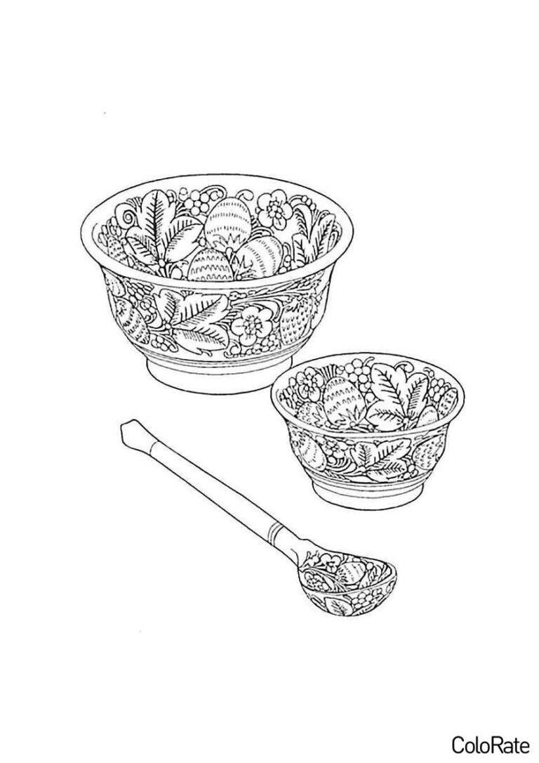 Раскраска Хохломская посуда распечатать - Хохлома