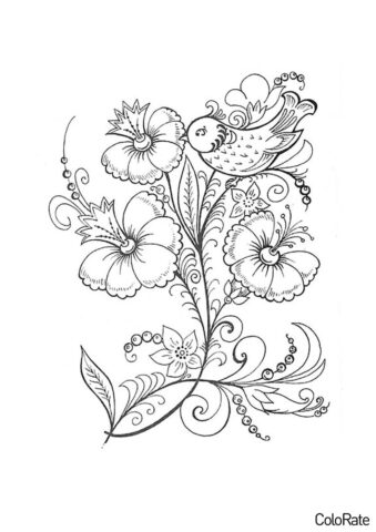 Хохломская роспись с цветами (Хохлома) распечатать разукрашку