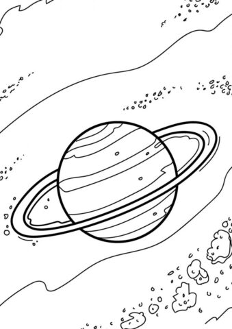 Сатурн раскраска распечатать и скачать - Космос