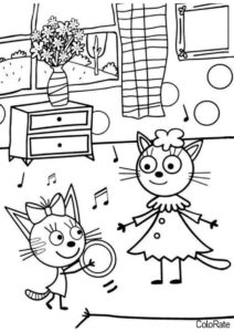 Распечатать раскраску Лапочка и Карамелька - Три кота