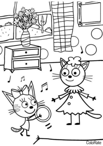 Распечатать раскраску Лапочка и Карамелька - Три кота