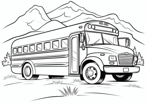 Американский школьный автобус (Автобус) раскраска для печати и загрузки