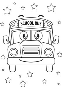 Автобус распечатать раскраску на А4 - Милый школьный автобус