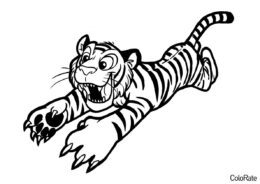 Весёлый тигрёнок распечатать и скачать раскраску - Тигры
