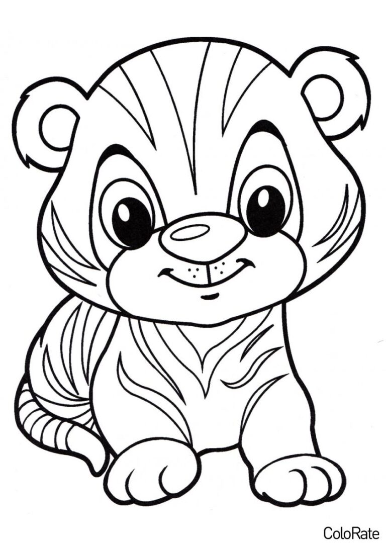 Раскраски Тигров для детей распечатать на А4 бесплатно