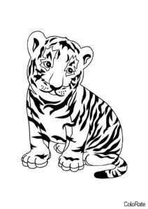 Милый малыш (Тигры) раскраска для печати и загрузки