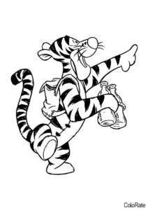 Бесплатная раскраска Тигруля - путешественник распечатать и скачать - Тигры