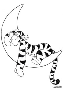 Тигруля на луне распечатать раскраску - Тигры