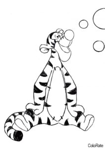 Бесплатная раскраска Тигруля с пузырями распечатать на А4 и скачать - Тигры