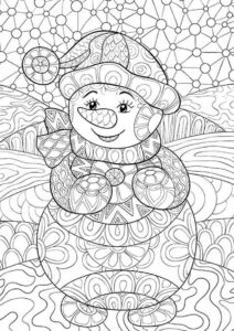 Антистресс снеговик (Снеговик) бесплатная раскраска