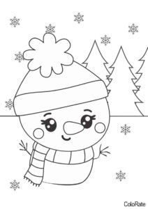 Забавный снеговик раскраска распечатать и скачать - Снеговик