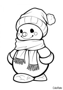 Милый маленький снеговичок (Снеговик) распечатать бесплатную раскраску
