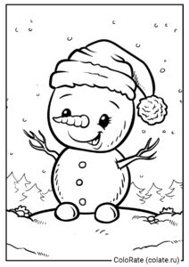 Снеговик малыш раскраска распечатать и скачать - Снеговик