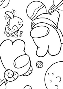 Герои в открытом космосе (Амонг Ас (Among Us)) бесплатная раскраска