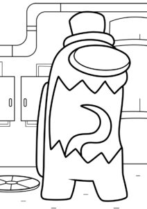 Жуткий предатель около люка распечатать раскраску - Амонг Ас (Among Us)