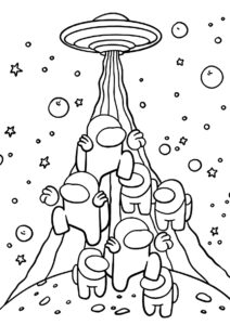 Космический корабль пришельцев распечатать и скачать раскраску - Амонг Ас (Among Us)