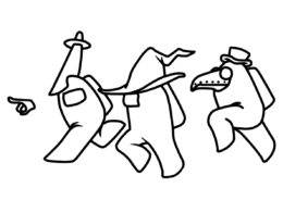 Бесплатная раскраска Побег с космического корабля распечатать на А4 и скачать - Амонг Ас (Among Us)