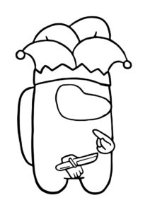 Предатель в шапке Шута - Амонг Ас (Among Us) бесплатная раскраска