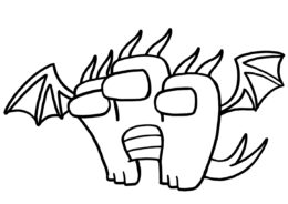 Трехглавый дракон (Амонг Ас (Among Us)) бесплатная раскраска на печать