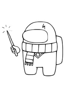 Член экипажа в костюме Гарри Поттера (Амонг Ас (Among Us)) разукрашка для печати на А4