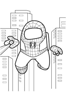 Раскраска Член экипажа в роли Человека паука распечатать и скачать - Амонг Ас (Among Us)