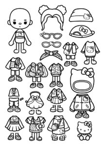 Тока Бока распечатать раскраску - Бумажная кукла с нарядами