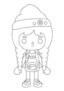 Грустная девочка с косичками раскраска распечатать на А4 - Тока Бока