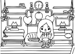 Девочка в гостиной (Тока Бока) раскраска для печати и загрузки