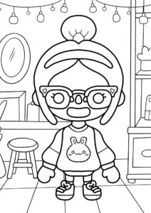 Девочка в детской комнате раскраска распечатать и скачать - Тока Бока