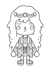 Девочка в пончо - Тока Бока бесплатная раскраска