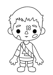 Мальчик с пластырем между глаз разукрашка скачать и распечатать - Тока Бока