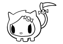 Милая кошечка - Скелетрина распечатать раскраску - Тока Бока