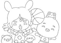 Бесплатная разукрашка для печати и скачивания Ребята играют в мяч - Тока Бока