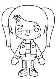 Распечатать раскраску Симпатичная девочка в джинсовой куртке - Тока Бока