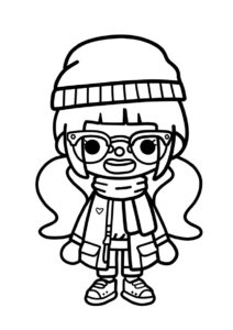 Стильная девочка в теплой одежде (Тока Бока) распечатать разукрашку