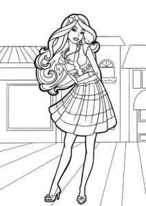 Барби в центре города - Барби распечатать раскраску на А4